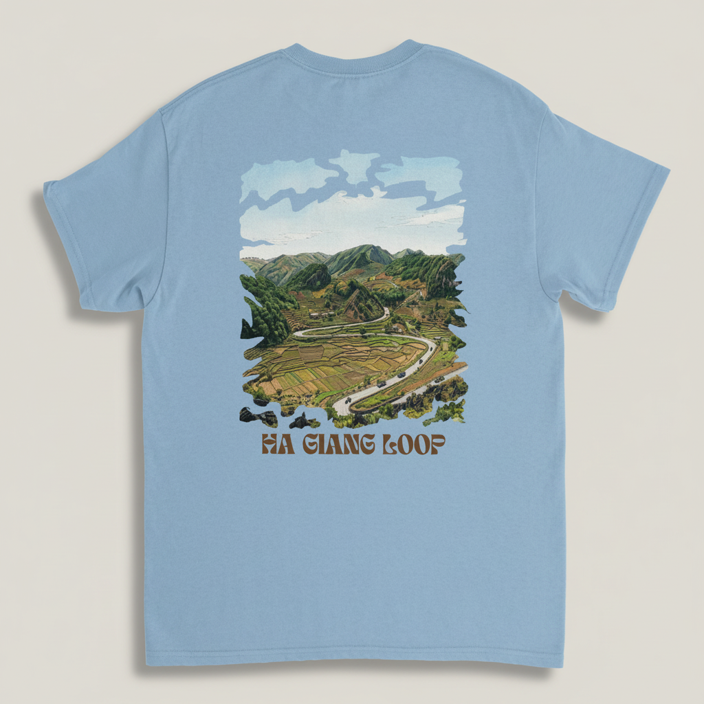 Dos du T-shirt Light Blue Rizières & Montagnes