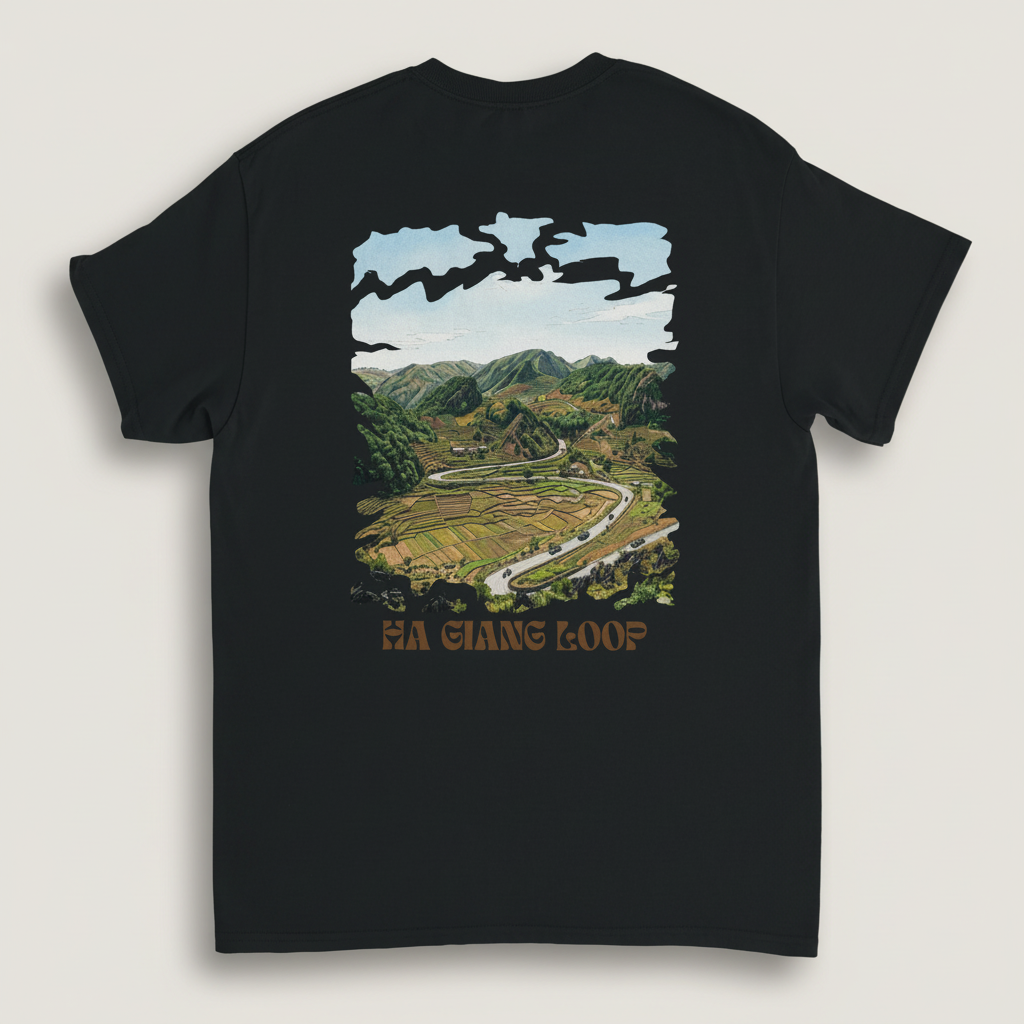 Dos du T-shirt noir Rizières & Montagnes